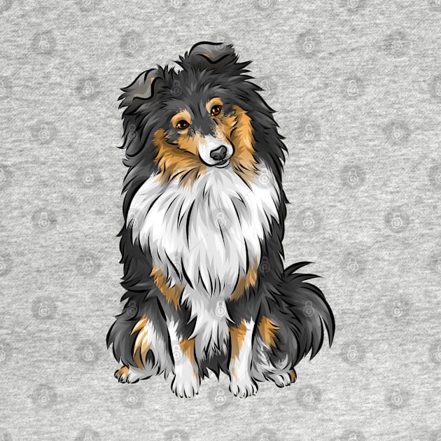 Sheltie | Shetland Sheepdog | Tricolour | Cute Dog Art by Shirin Illustration